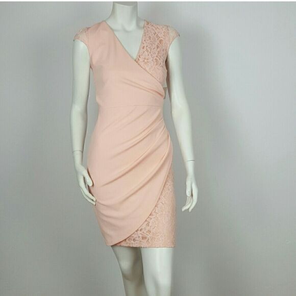 MISTIC Women's Mini Dress Pink Cap Sleeve V- Neck Size Small - Picture 2 of 5